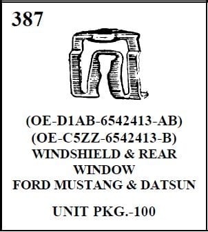 W-E 0387 WINDSHIELD/REAR WINDOW FORD MUSTANG AND DATSUN.