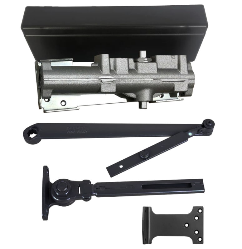 803H Commercial Door Closer, 10-3/8 Inch x 1 Inch Mounting Holes, Adjustable Spring, Non Handed, Hold Open Arm, Dark Bronze Finish