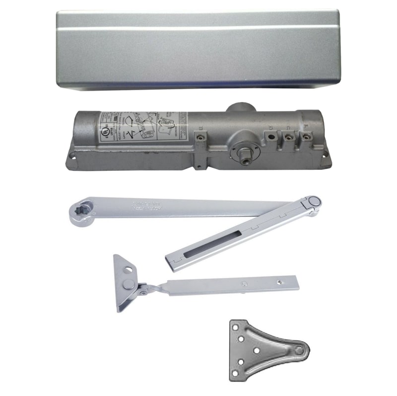 803H Commercial Door Closer, 11-1/8 Inch x 1 Inch Mounting Holes, Adjustable Spring, Non Handed, Standard Arm, Aluminum Finish