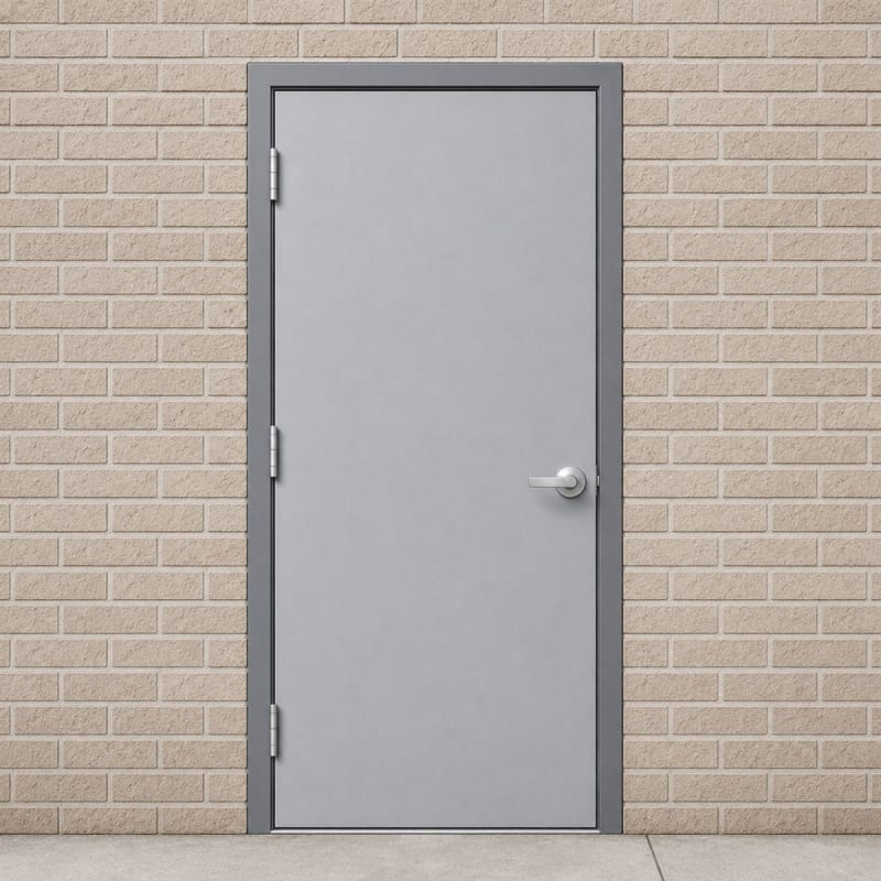 Commercial Steel Door With Polystyrene Core, 3668 42 in. x 80 in. LHR 18 Gauge Galvannealed, Masonry Brick Or Block Wall Knock Down Frame, Includes Heavy Duty Butt Hinges and Cylindrical Lock (3-4 Week Production Time)