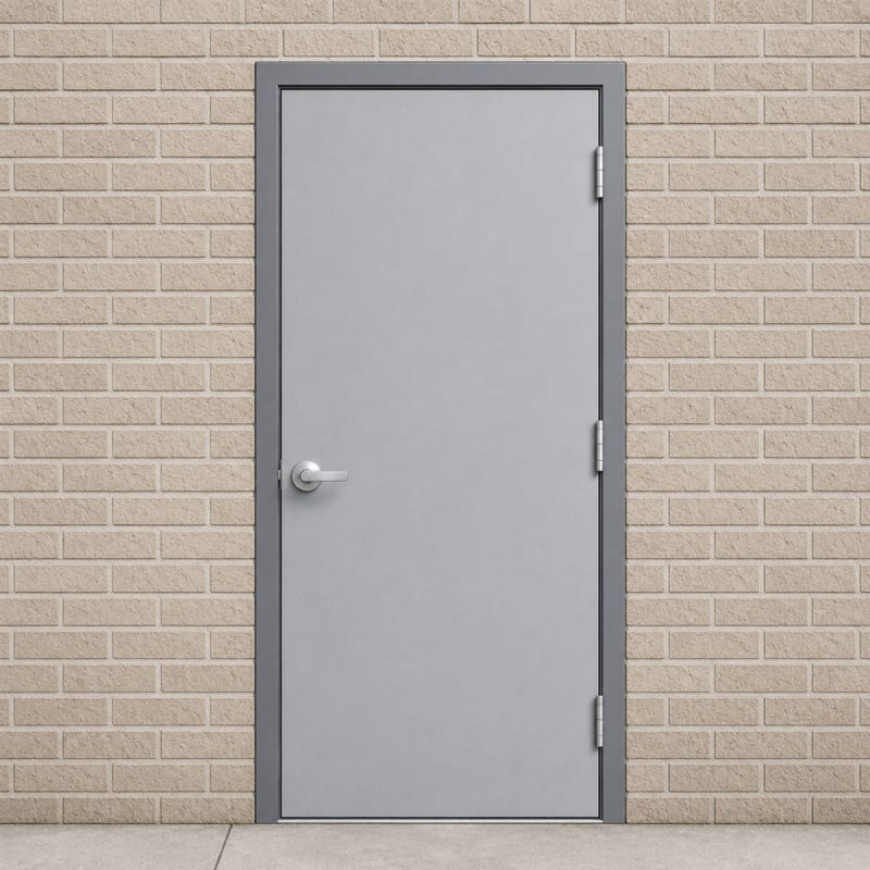 Commercial Steel Door With Polystyrene Core, 3668 42 in. x 80 in. RHR 18 Gauge Galvannealed, Masonry Brick Or Block Wall Knock Down Frame, Includes Heavy Duty Butt Hinges and Cylindrical Lock (3-4 Week Production Time)