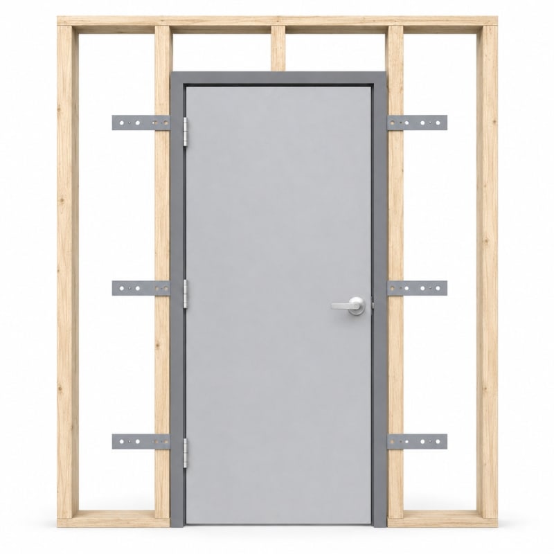 Commercial Steel Door With Polystyrene Core, 3668 42 in. x 80 in. LHR 18 Gauge Gavannealed, Wood or Metal Stud Wall Knock Down Frame, Includes Heavy Duty Butt Hinges and Cylindrical Lock (3-4 Week Production Time)