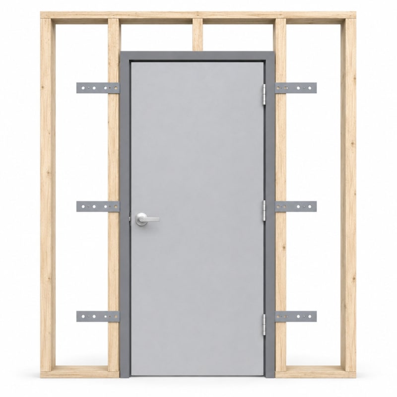Commercial Steel Door With Polystyrene Core, 3670 42 in. x 84 in. RHR 18 Gauge Gavannealed, Wood or Metal Stud Wall Knock Down Frame, Includes Heavy Duty Butt Hinges and Cylindrical Lock (3-4 Week Production Time)