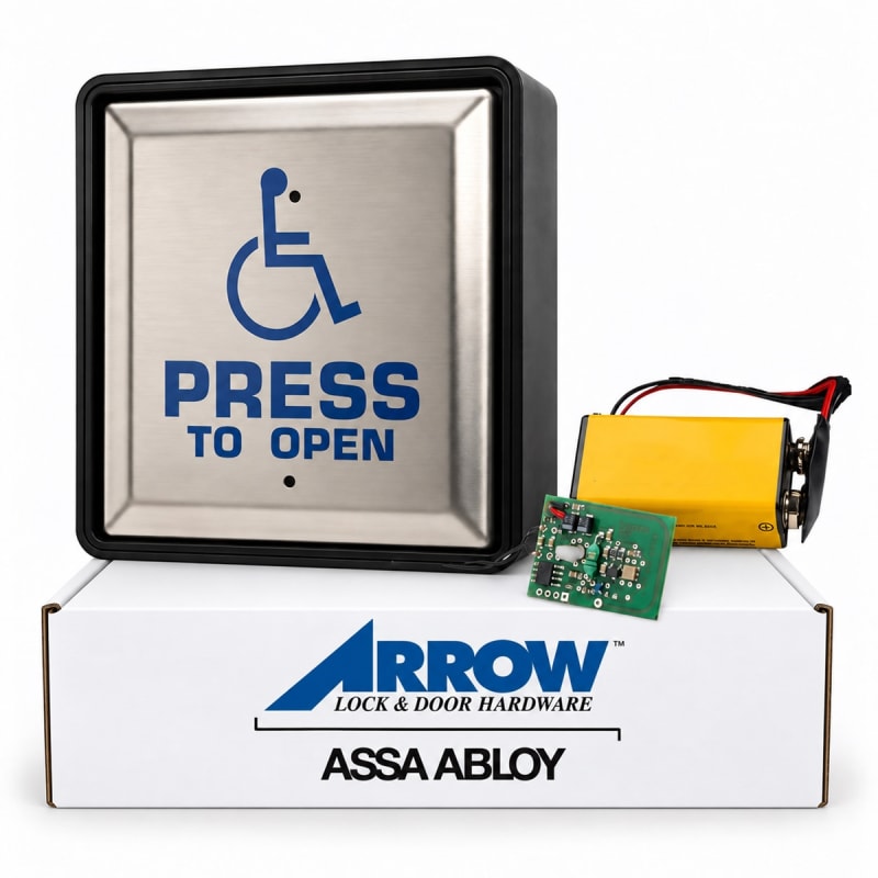Arrow 7800WSHR 6" x 6" Square Wall Switch With Handicap Logo & "Press To Open" and 433MHz Transmitter Arrow 7800WSHR 6" x 6" Square Wall Switch With Handicap Logo & "Press To Open" and 433MHz Transmitter