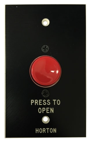 Horton EasyAccess Series 7100 2 Inch X 4 Inch Push Button Assembly With "Press To Open" Text