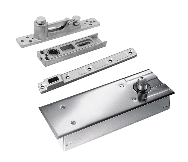 Standard Duty Floor Closer With Stainless Steel Cover Plate, Bottom Spindle, Center Hung Arm, and Top Pivot Standard Duty Floor Closer With Stainless Steel Cover Plate, Bottom Spindle, Center Hung Arm, and Top Pivot