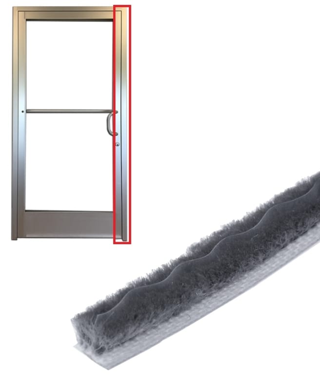 Atlas Weatherstripping, 5/16 in. Pile Height, 96 in. Length, For Commercial Glass Door
