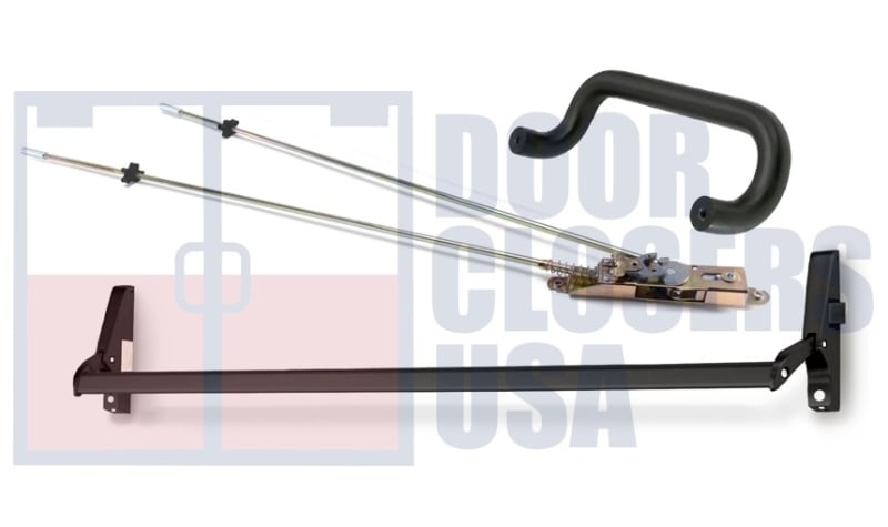 Calibre Door Closers 7085-3-48-RHR-DU Right Hand Reverse Concealed Vertical Rod Panic Exit Device With Outside Pull Handle, Dark Bronze Finish Calibre Door Closers 7085-3-48-RHR-DU Right Hand Reverse Concealed Vertical Rod Panic Exit Device With Outside Pull Handle, Dark Bronze Finish