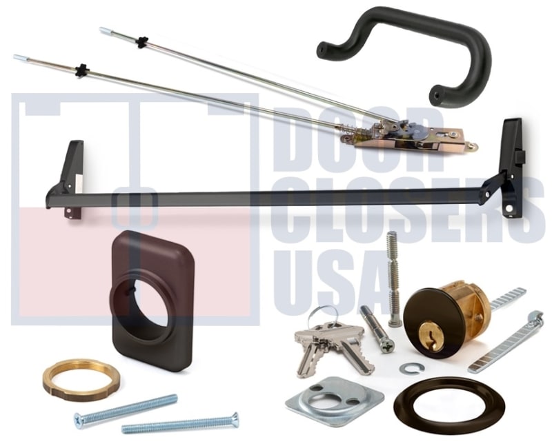 Calibre Door Closers 7085-4-48-RHR-DU Right Hand Reverse Concealed Vertical Rod Panic Exit Device With Outside Pull Handle, Cylinder and Mounting Pad, Dark Bronze Finish Calibre Door Closers 7085-4-48-RHR-DU Right Hand Reverse Concealed Vertical Rod Panic Exit Device With Outside Pull Handle, Cylinder and Mounting Pad, Dark Bronze Finish