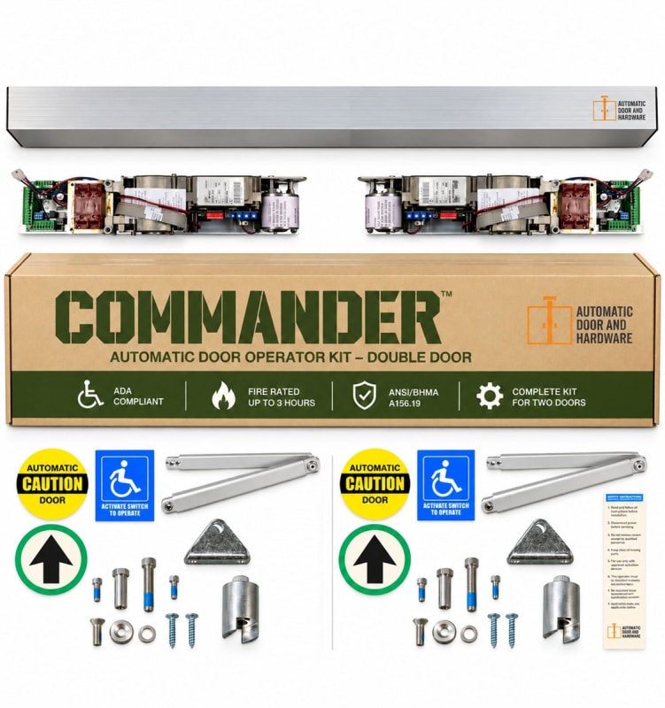 Commander Dual Commercial Low Energy Automatic Door Opener â€“ ADA Compliant, UL/cUL 3-Hour Fire Rated, ANSI/BHMA A156.19 â€“ Double Door Operator