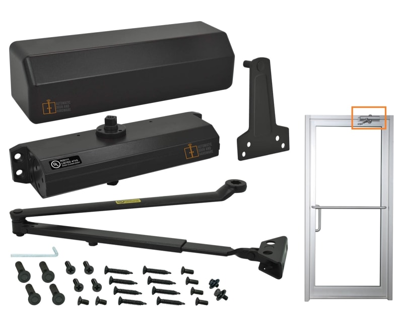 Construction Pro Hardware Grade 1 Door Closer With Dark Bronze Finished Cover For Storefront Doors