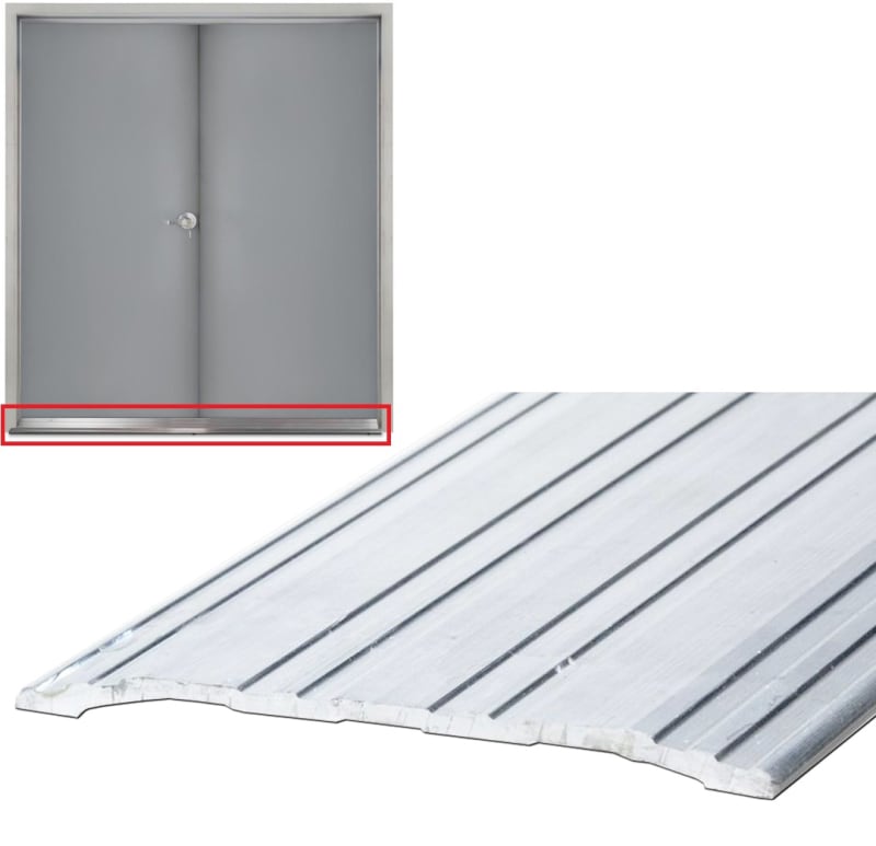 4 in. Wide x 1/4 in. Tall x 72 in. Length Aluminum Saddle Threshold, ADA Compliant, UL Listed Fire Rated, Fluted Surface For Commercial Hollow Metal Steel Double Doors