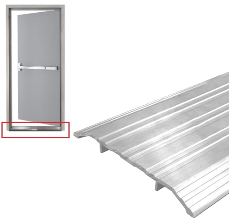 5 in. Wide x 1/2 in. Tall x 36 in. Length Aluminum Saddle Threshold, ADA Compliant, UL Listed Fire Rated, Fluted Surface For Commercial Hollow Metal Steel Door