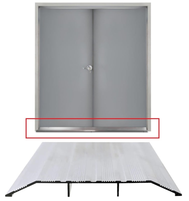 5 in. Wide x 1/2 in. Tall x 96 in. Length Aluminum Saddle Threshold, ADA Compliant, UL Listed Fire Rated, Grooved Surface For Commercial Hollow Metal Steel Double Doors