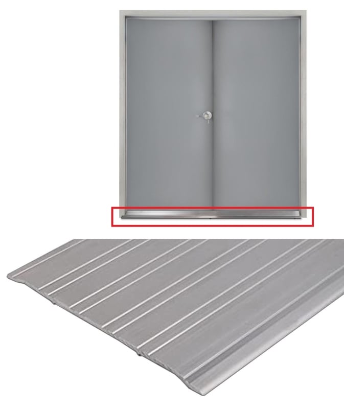 6 in. Wide x 1/4 in. Tall x 72 in. Length Aluminum Saddle Threshold, ADA Compliant, UL Listed Fire Rated, Fluted Surface For Commercial Hollow Metal Steel Double Doors