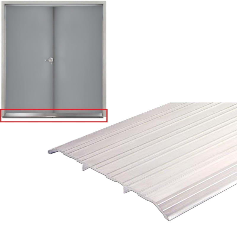 7 in. Wide x 1/2 in. Tall x 96 in. Length Aluminum Saddle Threshold, ADA Compliant, UL Listed Fire Rated, Fluted Surface For Commercial Hollow Metal Steel Double Doors