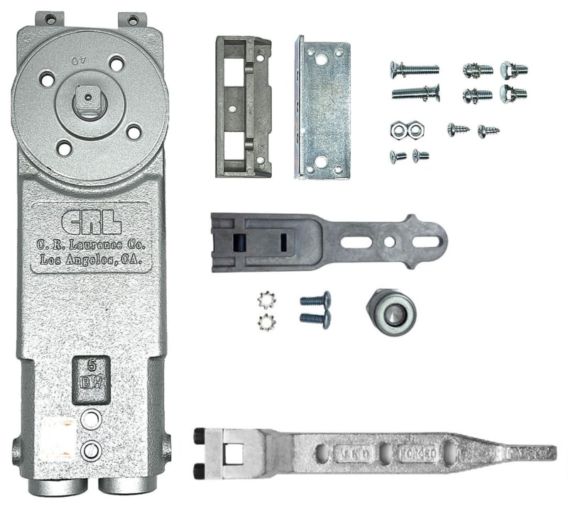 CR Laurence CRL Overhead Concealed Door Closer Kit With End Load Arm and Threshold Pivot For 1 in. Deep Bottom Rail