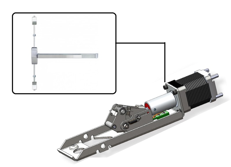 Motor Latch Retraction Kit Designed For Installation On Cal Royal A9860V Series Surface Vertical Rod Panic Bars