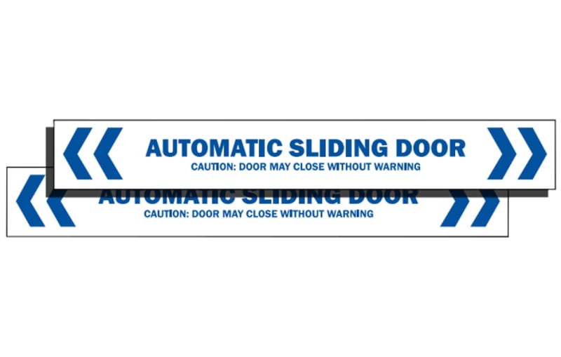 Stanley ANSI A156.10 Yellow Caution Automatic Door Sticker Decal