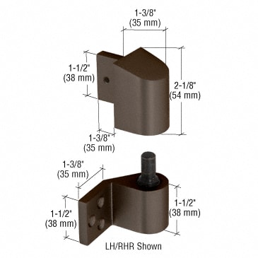 U.S. Aluminum 3/4 inch Offset Left Hand Intermediate Pivot Sets, Dark Bronze U.S. Aluminum 3/4 inch Offset Left Hand Intermediate Pivot Sets, Dark Bronze