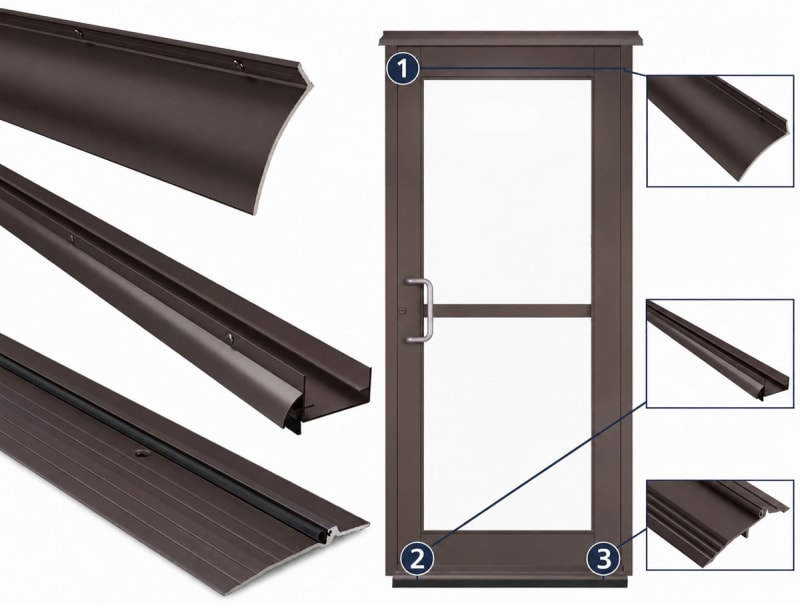 Rain and Water Prevention Door Seal Kit For 36" Wide Storefront Glass Doors With Up To  1" Gap
