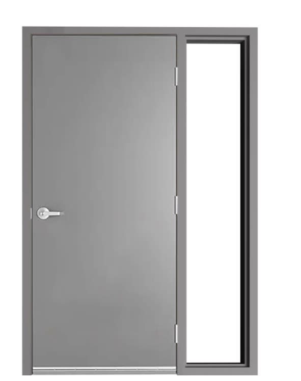 36 in. x 84 in. (3070) RHR 18 Gauge Flush Hollow Metal Steel Door, 16 Gauge Frame With Hinge Jamb Sidelite and Glazing Bead (Glass Not Included) For Masonry Block Wall, and Hardware 36 in. x 84 in. (3070) RHR 18 Gauge Flush Hollow Metal Steel Door, 16 Gauge Frame With Hinge Jamb Sidelite and Glazing Bead (Glass Not Included) For Masonry Block Wall, and Hardware