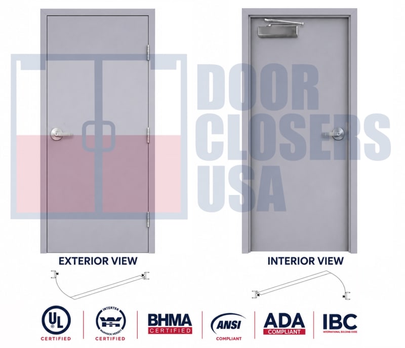 Exterior Hollow Metal Door & Frame Package - 36" x 84" Flush Commercial Steel Door, Right Hand Reverse
