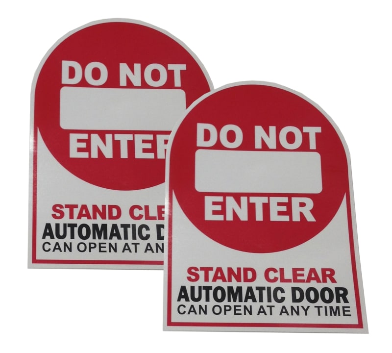 Stanley ANSI A156.10 Yellow Caution Automatic Door Sticker Decal |  Automatic Door and Hardware