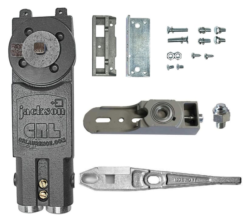 Jackson Overhead Concealed Door Closer Kit With Side Load Arm and Threshold Pivot For 1-1/2 in. Deep Bottom Rail