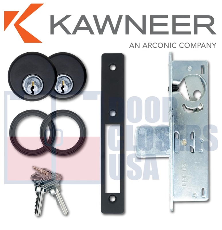 Kawneer Commercial Door Dead Bolt Lock Kit With Mortise Key Cylinder On Each Side, 31/32 in. Backset, Dark Bronze Finish
