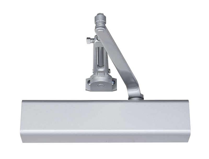 Norton 12 Inch x 3/4 Inch Commercial Door Closer with Hold Open Arm, Aluminum Colored Finish
