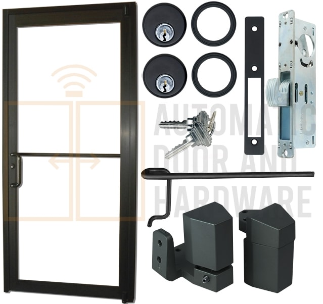 Ranger (3070) 36 in. x 84 in. Left Hand Manual Storefront Aluminum Door and Frame, Dark Bronze Anodized Finish, Glass Not Included