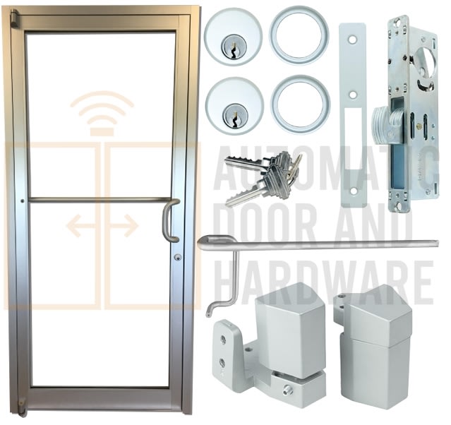 Ranger (3070) 36 in. x 84 in. Right Hand Manual Storefront Aluminum Door and Frame, Clear Anodized Finish, Glass Not Included