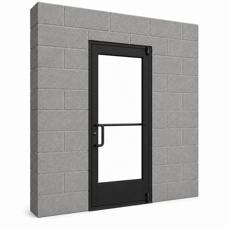 Exterior Commercial Glass Storefront Door For Block Wall, With Entrance Trim Package, (3670) 42 in. x 84 in. Left Hand, Dark Bronze Anodized Finish