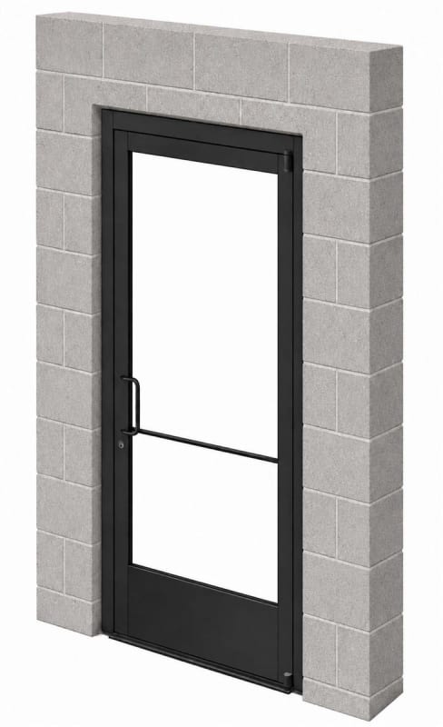 Commercial Aluminum Storefront Glass Door and Frame For Exterior Block Wall, 42" x 96" Left Hand, 1" Low E Glass Pre-Installed, Entrance Hardware Package, Dark Bronze Anodized