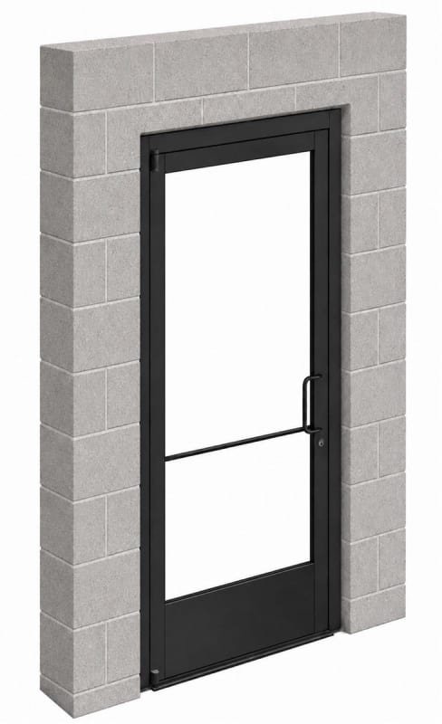 Commercial Aluminum Storefront Glass Door and Frame For Exterior Block Wall, 42" x 96" Right Hand, 1" Low E Glass Pre-Installed, Entrance Hardware Package, Dark Bronze Anodized