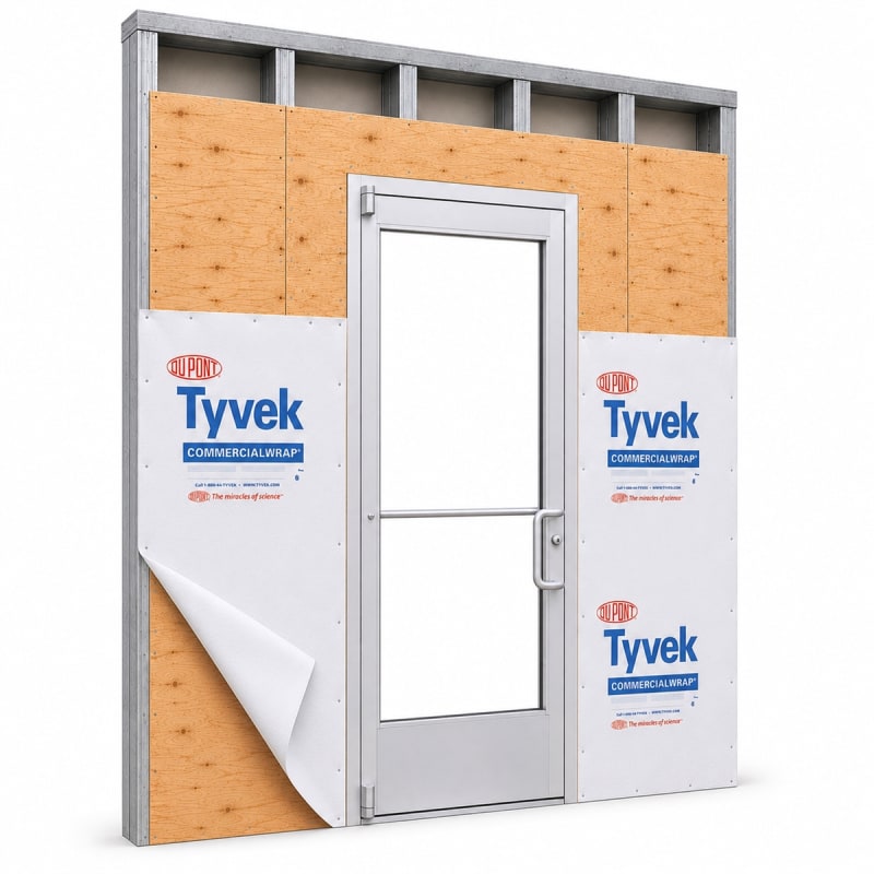 Exterior Commercial Glass Storefront Door For Steel Stud Wall, With Entrance Trim Package, (3668) 42 in. x 80 in. Right Hand, Clear Anodized Finish