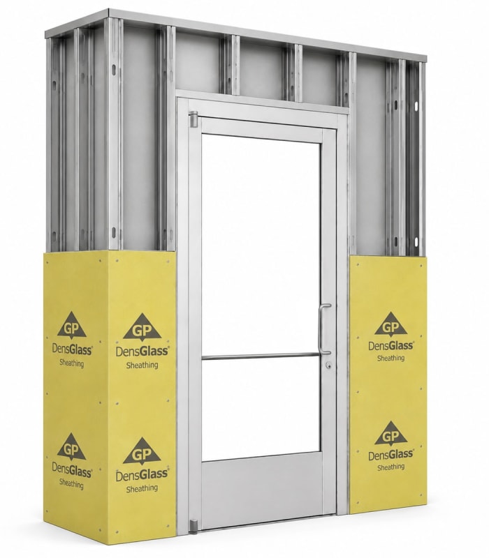 Commercial Aluminum Storefront Glass Door and Frame For Exterior Steel Stud Wall, 42" x 96" Right Hand, 1" Low E Glass Pre-Installed, Entrance Hardware Package, Clear Anodized