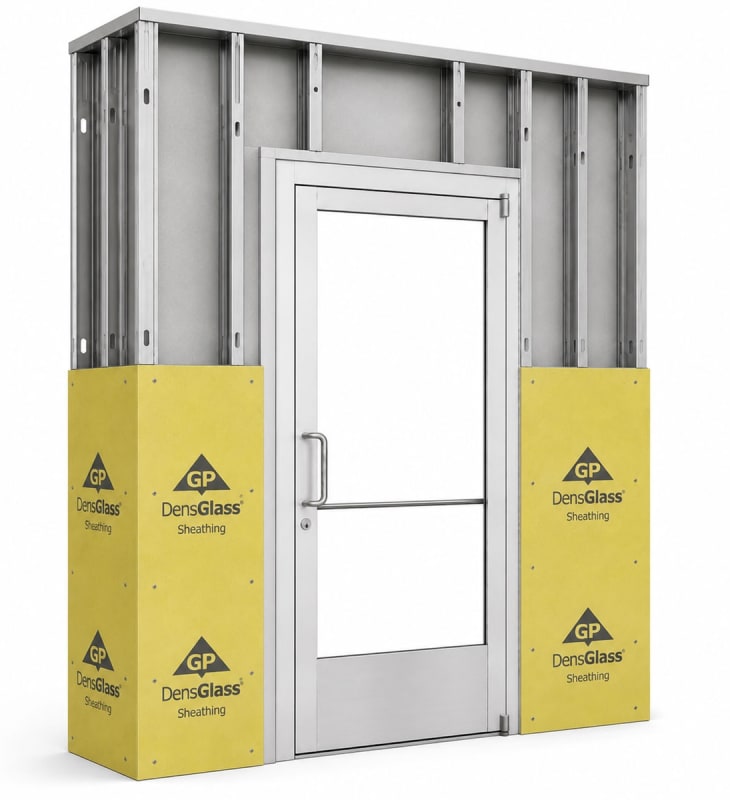 Commercial Aluminum Storefront Glass Door and Frame For Exterior Steel Stud Wall, 48" x 80" Left Hand, 1" Low E Glass Pre-Installed, Entrance Hardware Package, Clear Anodized