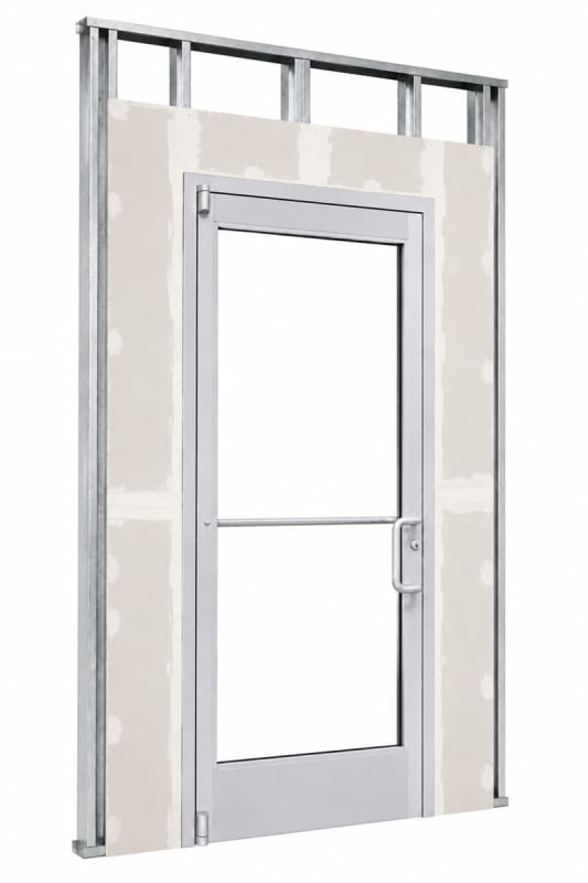 Interior Commercial Glass Storefront Door For Steel Stud Wall With Drywall (Butt Installation), With Entrance Trim Package, (3668) 42 in. x 80 in. Right Hand, Clear Anodized Finish