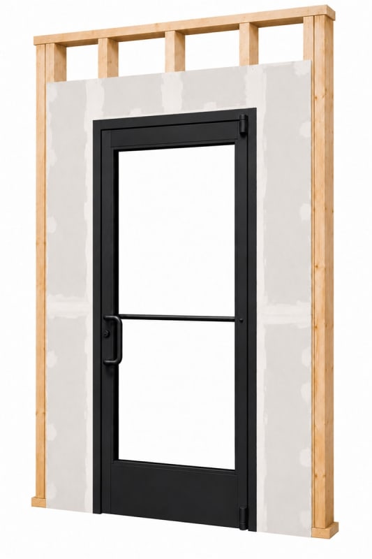 Interior Commercial Glass Door For Wood Stud Wall With Drywall (Butt Installation), With Office Trim Package, (3670) 42 in. x 84 in. Left Hand, Dark Bronze Anodized Finish
