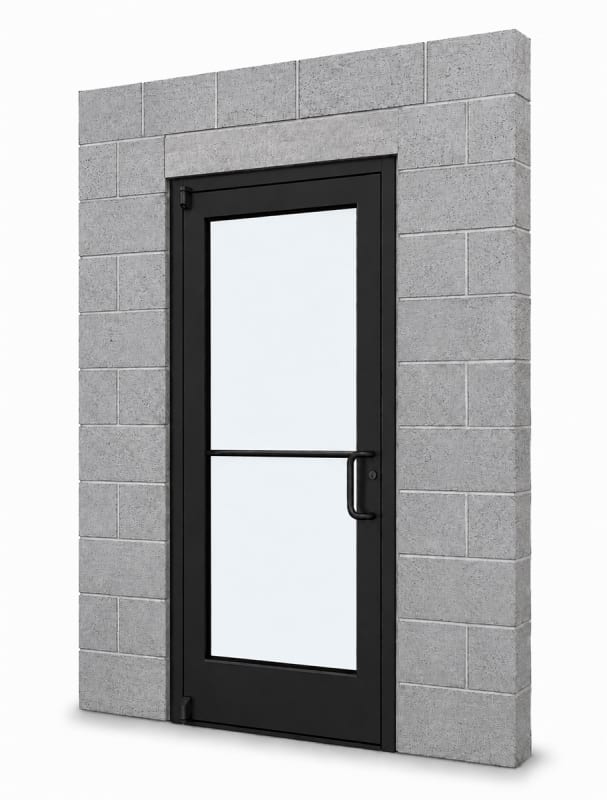 Medium Stile Commercial Aluminum Storefront Door and Frame, Moderate to Heavy Traffic, Exterior Block Wall, 36" x 80" Right Hand, 1" Low-E Glass, Dark Bronze Anodized Medium Stile Commercial Aluminum Storefront Door and Frame, Moderate to Heavy Traffic, Exterior Block Wall, 36" x 80" Right Hand, 1" Low-E Glass, Dark Bronze Anodized