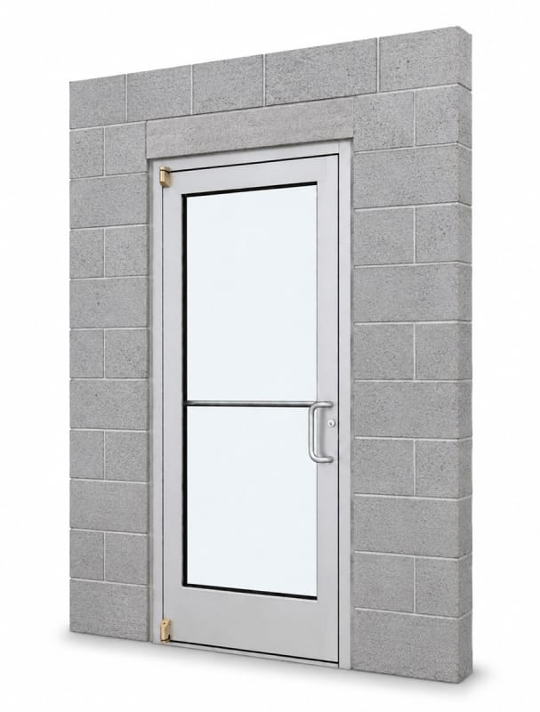 Medium Stile Commercial Aluminum Storefront Door and Frame, Moderate to Heavy Traffic, Exterior Block Wall, 42" x 84" Right Hand, 1" Low-E Glass, Clear Anodized