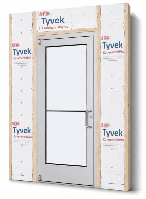 Medium Stile Commercial Aluminum Storefront Door and Frame, Moderate to Heavy Traffic, Exterior Wood Stud Wall, 36" x 84" Right Hand, 1" Low-E Glass, Clear Anodized