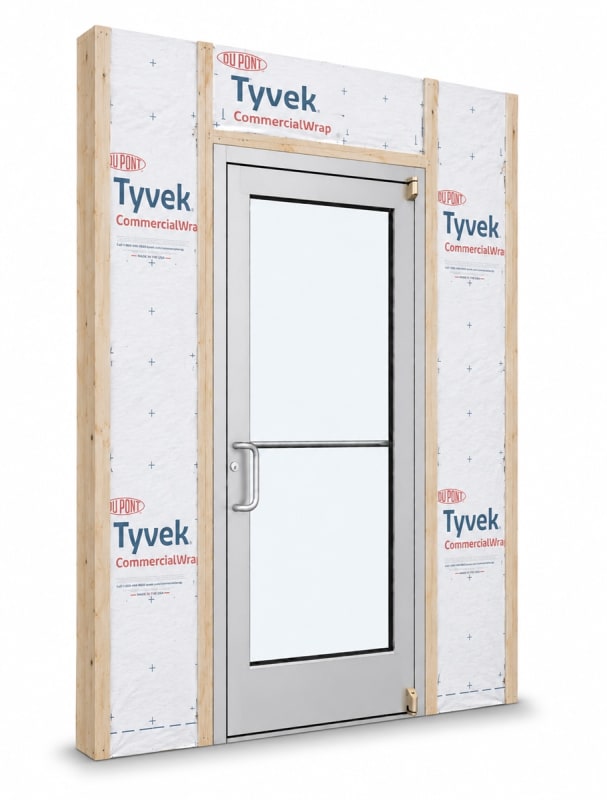 Medium Stile Commercial Aluminum Storefront Door and Frame, Moderate to Heavy Traffic, Exterior Wood Stud Wall, 36" x 96" Left Hand, 1" Low-E Glass, Clear Anodized