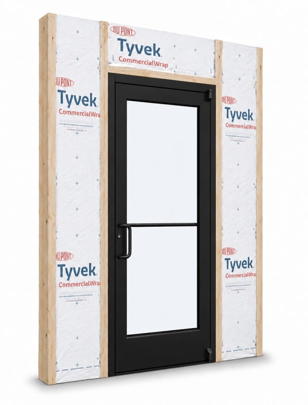 Medium Stile Commercial Aluminum Storefront Door and Frame, Moderate to Heavy Traffic, Exterior Wood Stud Wall, 42" x 96" Left Hand, 1" Low-E Glass, Dark Bronze Anodized