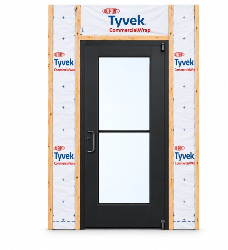 Wide Stile Commercial Aluminum Storefront Door and Frame, High Traffic & Abuse, Exterior Wood Stud Wall, 48" x 96" Left Hand, 1" Low-E Glass, Dark Bronze Anodized