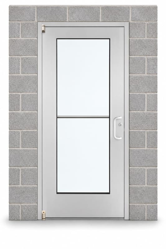 Wide Stile Commercial Aluminum Storefront Door and Frame, High Traffic & Abuse, Interior Block Wall, 36" x 84" Right Hand, 1" Low-E Glass, Clear Anodized