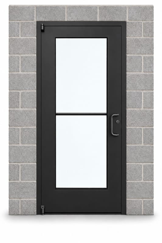 Wide Stile Commercial Aluminum Storefront Door and Frame, High Traffic & Abuse, Interior Block Wall, 36" x 84" Right Hand, 1" Low-E Glass, Dark Bronze Anodized