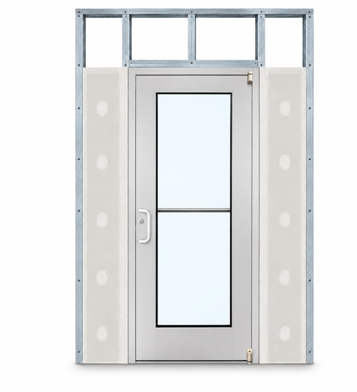 Wide Stile Commercial Aluminum Storefront Door and Frame, High Traffic & Abuse, Interior Metal Stud Wall, 36" x 84" Left Hand, 1" Low-E Glass, Clear Anodized